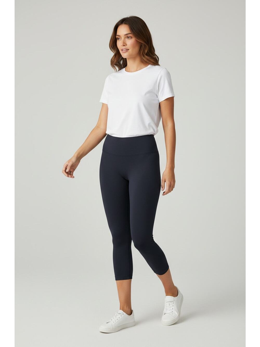 Spanx Cropped Leggings Womens XL NAVY Stretch Hi Rise Elastic Waist Activewear